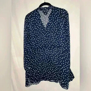 George Polkadot Blouse‎ Navy Blue/White Size L(12/14)